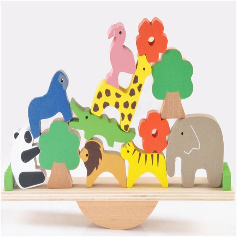 Title 4, Wooden forest animals balance beam for kids imp...