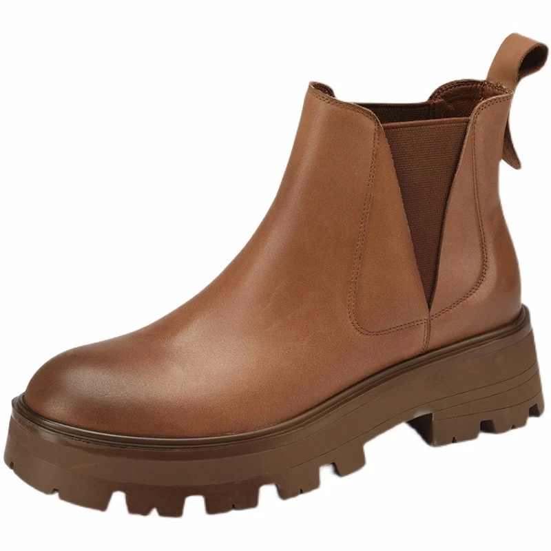 Retro Enkellaarsjes Dames Korte Schacht Zacht Leer Chimney Comfortabele en Elegante Laarzen Casual Vintage Stijl Perfect voor Dagelijks Gebruik — foto 3