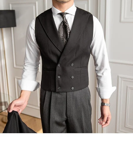 Title 13, Gilet autunnale da uomo doppiopetto slim fit ta...