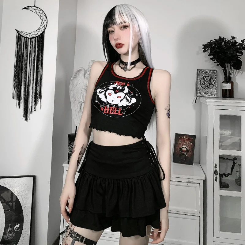 Title 6, Dark Girl See U In Hell Print Suspensório Europ...