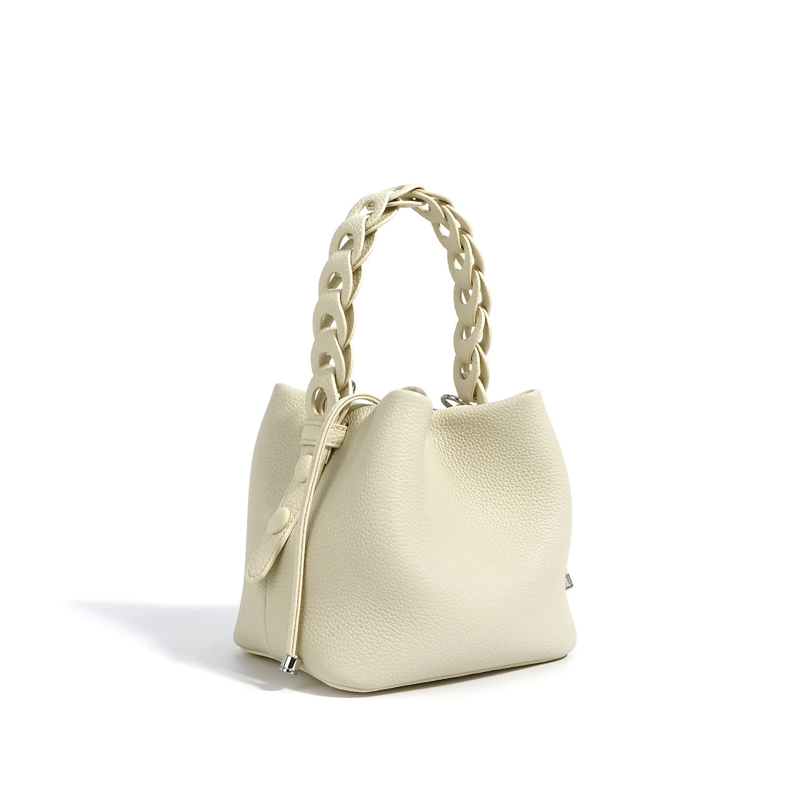 Bolsa Bucket de Couro Genuíno de Alta Camada, Primavera, Combinação Perfeita, Couro de Vaca, Versátil e Ideal para o Dia a Dia. — foto 15