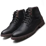 Botas masculinas de inverno com cadarço Calçados de couro Sapatos para manter os pés aquecidos e elegantes no inverno, duráveis e confortáveis. — foto 2