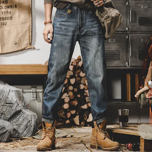 Title 5, Amerikaanse Retro Herfst Jeans voor Heren Comfo...