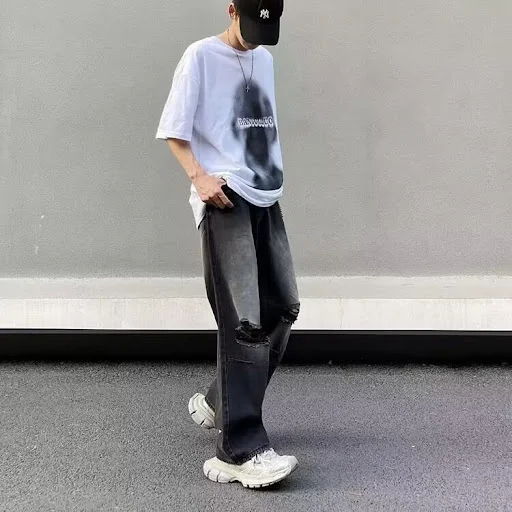 Title 2, High Street American Retro Washed Black Gray Je...