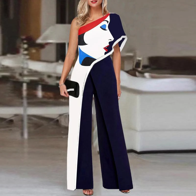 Women's Off Shoulder Printed Casual Wide Leg Pants, perfect for summer. Comfortable and stylish, offering a relaxed and — photo 2