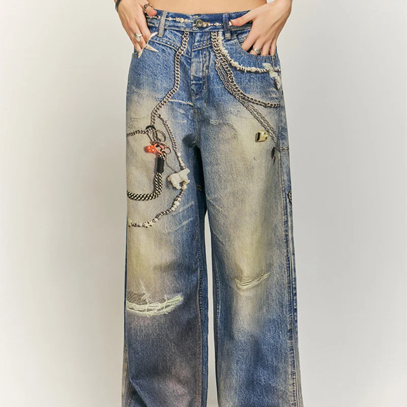 Men's Digital Printing Jeans Loose Street Style. Comfortable and stylish urban jeans perfect for everyday wear and a rel — photo 1