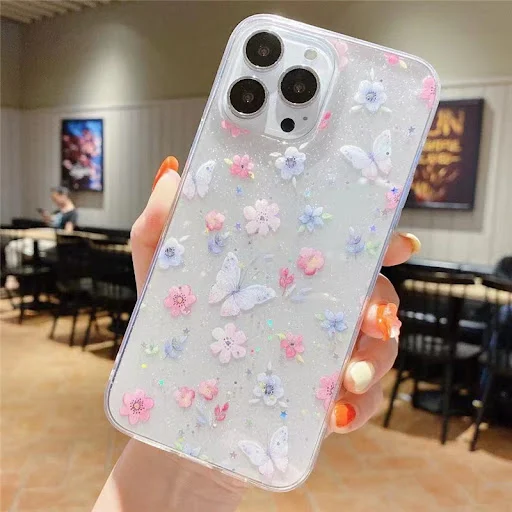 Title 7, Small Floral Glitter Epoxy Phone Case, offering...