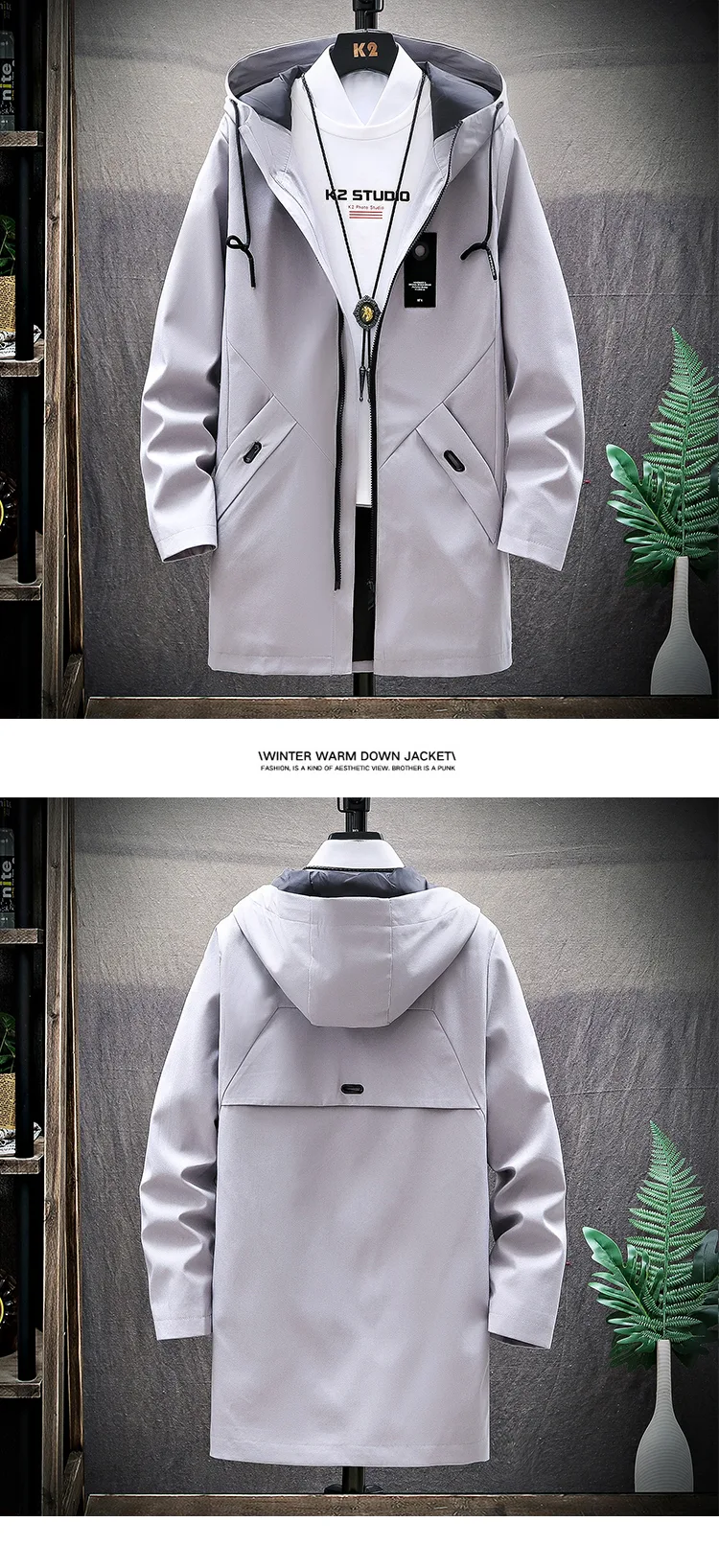 Title 10, Mid-length casual fashion loose hooded cardigan...