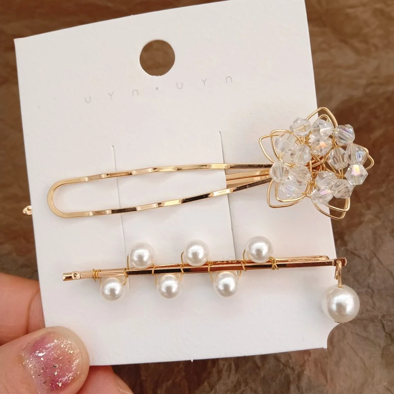 Presilha de cabelo coreana artesanal com flores de cristal, acessório feminino elegante. Ideal para penteados sofisticados e um presente único. — foto 2