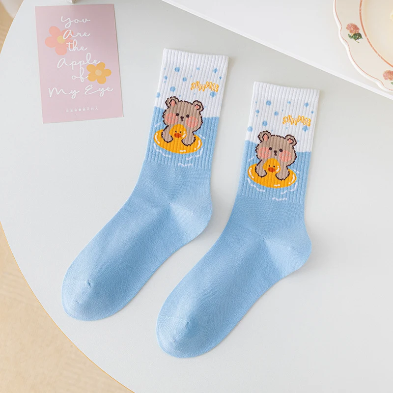 Title 18, Womens Medium Length Cartoon Jacquard Socks