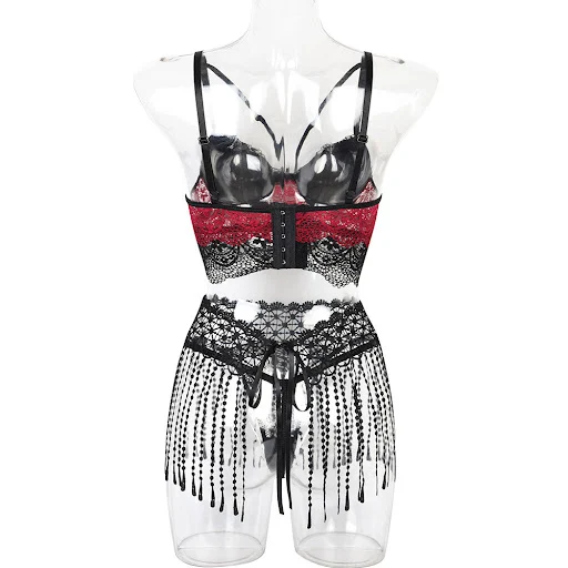 Title 3, Completo lingerie sexy con cintura a nappe, cuc...