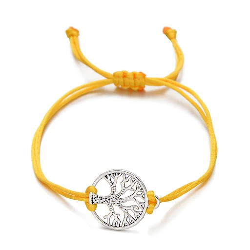 Title 12, Pulsera de árbol de cuerda roja tejida a mano s...