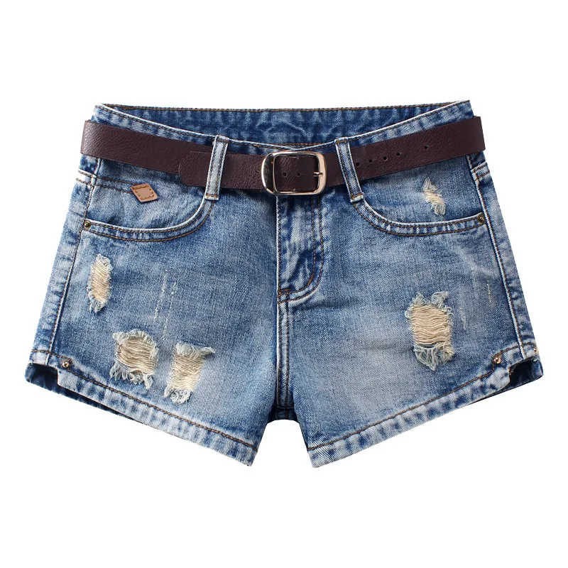 Women's Korean-style denim shorts, loose fit, mid waist, plus size, slimming summer ripped jeans hot pants, comfortable — photo 10