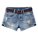 Women's Korean-style denim shorts, loose fit, mid waist, plus size, slimming summer ripped jeans hot pants, comfortable — photo 10