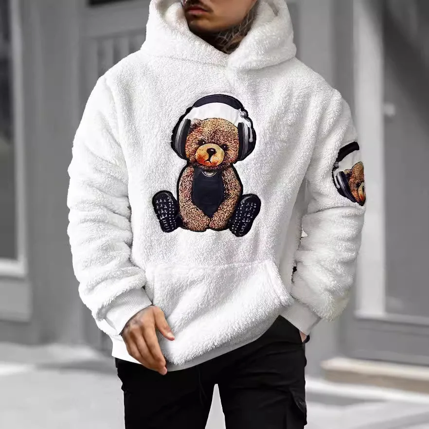 FallWinter Hoodie Bären Stickerei Mantel für Herbst und Winter. Warmer, gemütlicher Mantel mit Kapuze und Bären-Design. Perfekt für kalte Tage. — foto 5
