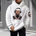 FallWinter Hoodie Bären Stickerei Mantel für Herbst und Winter. Warmer, gemütlicher Mantel mit Kapuze und Bären-Design. Perfekt für kalte Tage. — foto 5