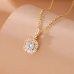 Colar redondo de zircônia com design geométrico de luxo acessível, minimalista e elegante. Corrente coreana delicada para um look sofisticado. — foto 6