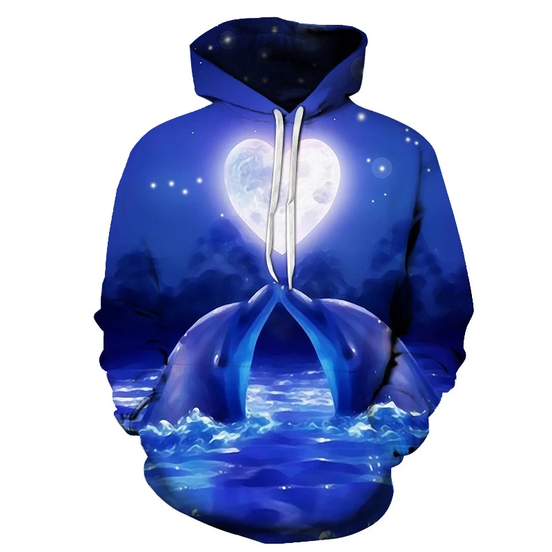 Dolphin 3D Printed Hoodie, European and American Pullover Style, Comfortable and Stylish, Perfect for Everyday Wear, Gre — photo 3