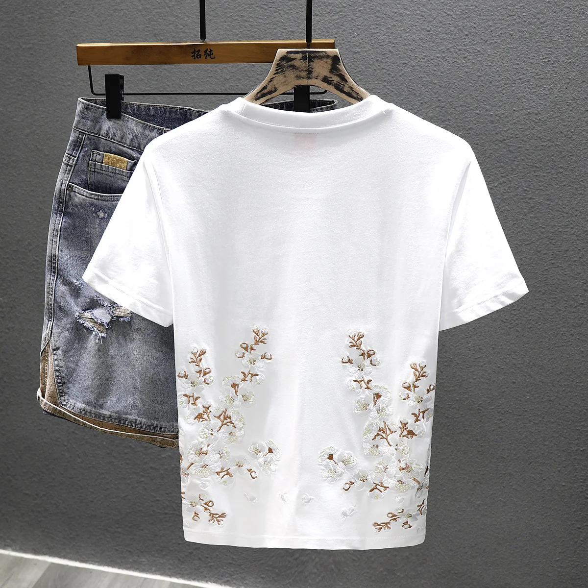 Camiseta Masculina Estilo Chinês Manga Curta 100% Algodão Estampada Jovem Trabalho Pesado Camisa Interior Meia Manga - Conforto e Design — foto 7