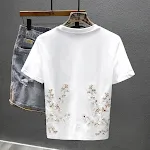 Camiseta Masculina Estilo Chinês Manga Curta 100% Algodão Estampada Jovem Trabalho Pesado Camisa Interior Meia Manga - Conforto e Design — foto 7