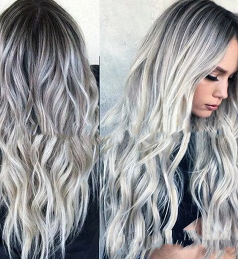 Peruca Moda Feminina Cabelo Mix Cores Microvolume Comprimento Médio Realista Estilo Natural Fácil Uso — foto 2