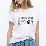 Buitenlandse handel T-shirt voor dames, "I'm A Simple Woman" korte mouw, modieus, casual en comfortabel, nu verkrijgbaar via AliExpress! — foto 1