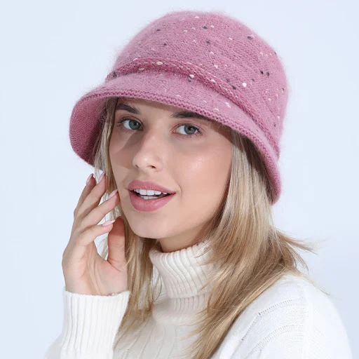 Title 2, Mixed Color Mother Rabbit Wool Pot Hat Plus Vel...