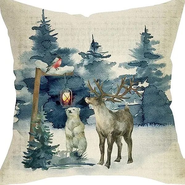 Capa de almofada de linho da série inverno. Adicione conforto e estilo ao seu ambiente com esta capa aconchegante e perfeita para o inverno. — foto 42