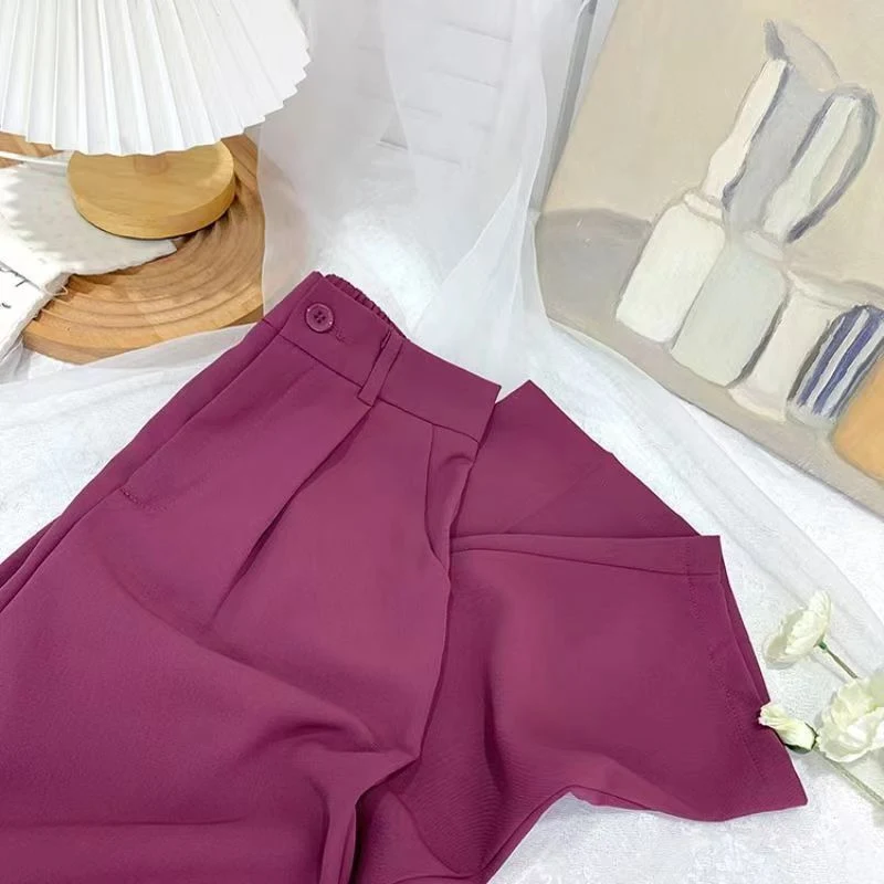 Calças de terno femininas, estilo fino, cintura alta, perna larga, soltas, retas, nove pontos, calças ocidentais. Elegância e conforto garantidos. — foto 10