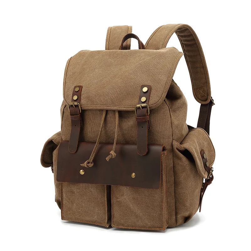 Mochila de lona retrô resistente ao desgaste. Perfeita para uso diário, trabalho e viagens. Durável, espaçosa e estilosa. — foto 5