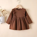 Vestido Retro de Color Sólido para Niña Moda, diseño clásico y elegante, ideal para ocasiones especiales o uso diario, comodidad y estilo garantizados. — foto 8