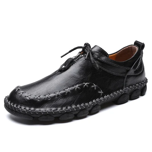 Title 4, Hand-stitched large size leather shoes. Experie...