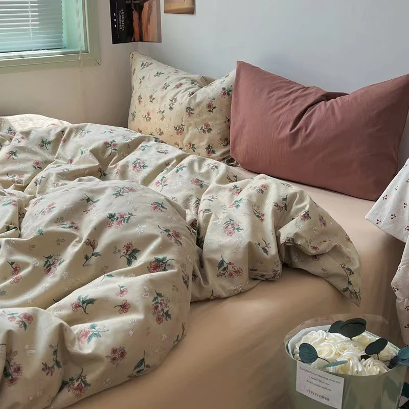 Title 5, Jogo de lençóis de cama retrô de algodão lavado...