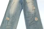 Graffiti distressed dirty ripped denim trousers for a bold urban look. Stylish and comfortable jeans, perfect for a mode — photo 19