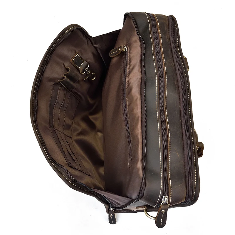Men's Crazy Horse Leather Retro Commuter Business Bag, stylish and durable, perfect for daily work commutes and carrying — photo 3