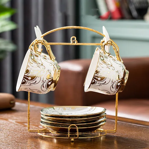 Title 6, Luxury Bone China Coffee Cup Set with Saucer. E...