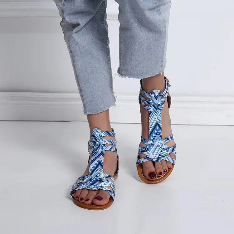 Sandálias Romanas Femininas Estilo Étnico com Fivela, planas e confortáveis, perfeitas para o verão, um toque de charme casual. — foto 6