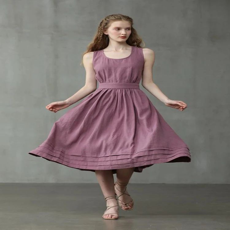 Women's Casual Cross Back Linen Dress — photo 9