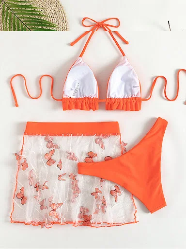 Title 2, Korean Style Push Up Three Piece Split Swimsuit...