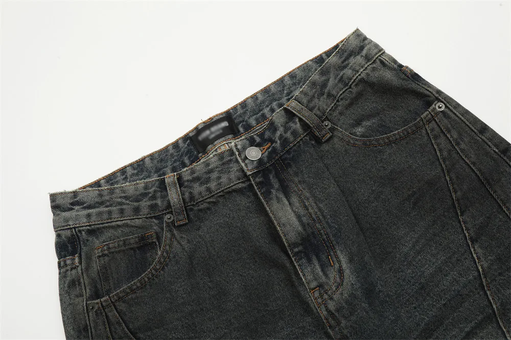 Distressed Dirty Denim Trousers for a Trendy Niche Look. Comfortable and stylish jeans for a modern, unique, and effortl — photo 2