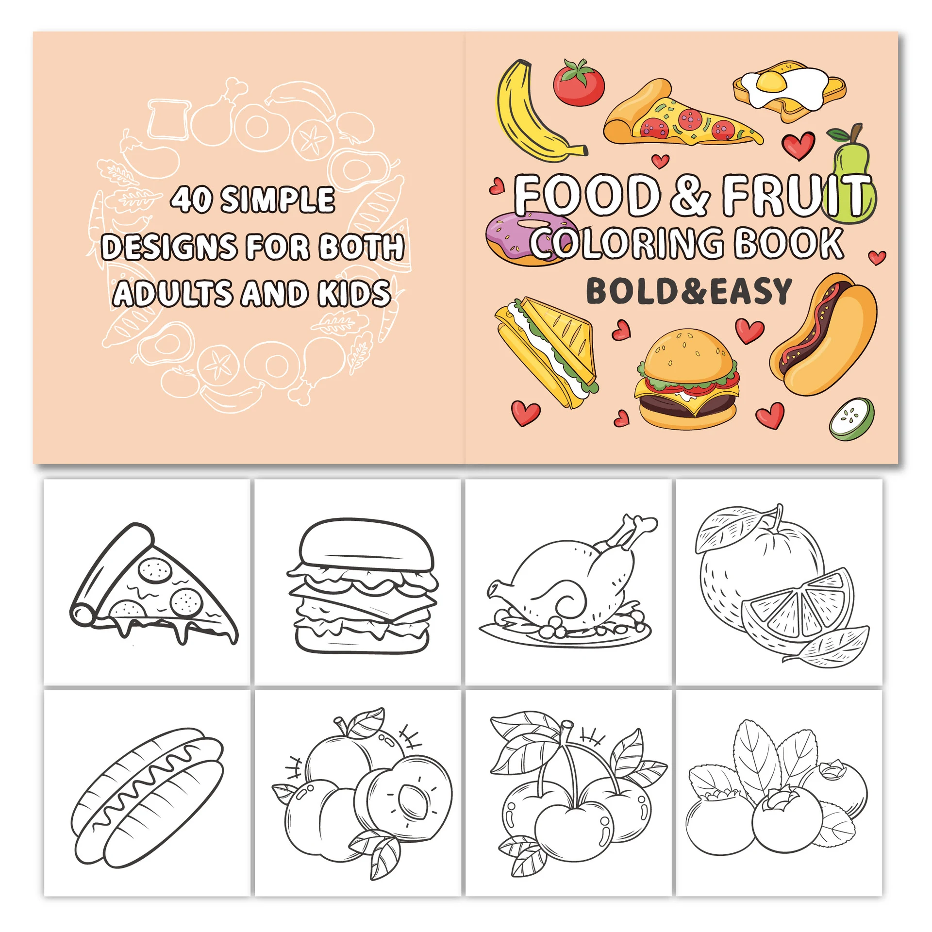 Livro de colorir infantil com 40 desenhos de grafite de comida e frutas, estimulando a criatividade e diversão! — foto 5