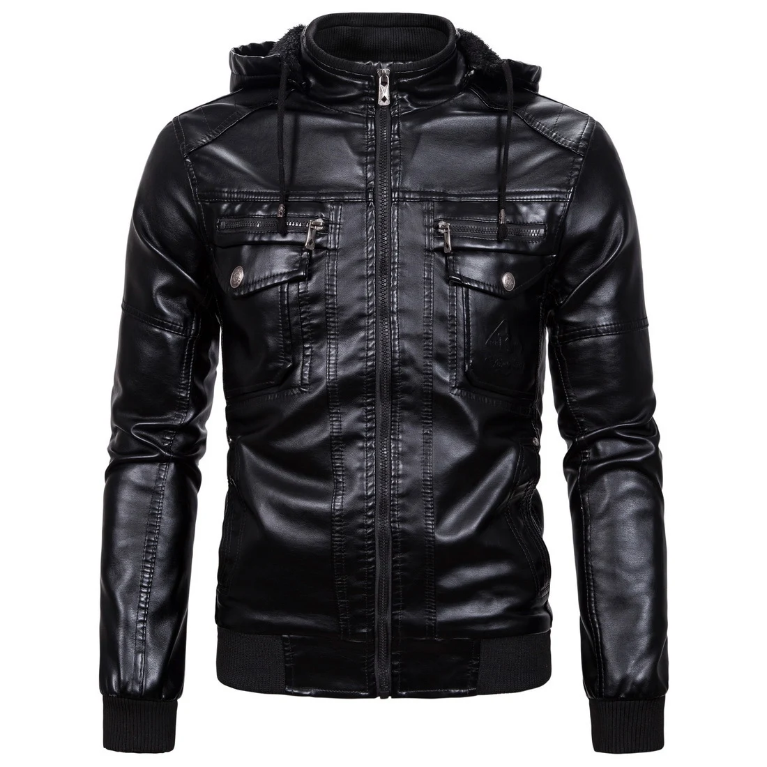 Fleece Lined Warm Leather Jacket with Hood, the perfect winter coat. Stay warm and stylish in this comfortable and durab — photo 3