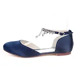 Satin Round Toe Hollow Rhinestone Chain Flat Wedding Shoes perfect for brides. Elegant and comfortable wedding footwear. — photo 4