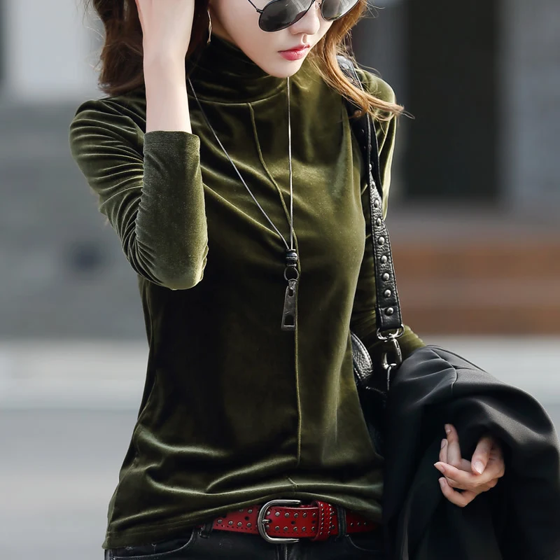 Inner Velvet High Collar Slim Fit Long Sleeves T-shirt Top – a stylish and comfortable base layer or top for a sophistic — photo 20