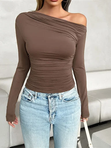 Title 18, Damen Casual Slim Fit Pullover mit schrägem Kra...