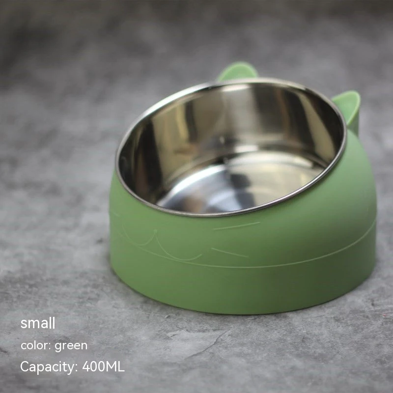 Stainless steel dog bowl double bowl, cervical protection, oblique mouth for hot pet food, supplies. — photo 10