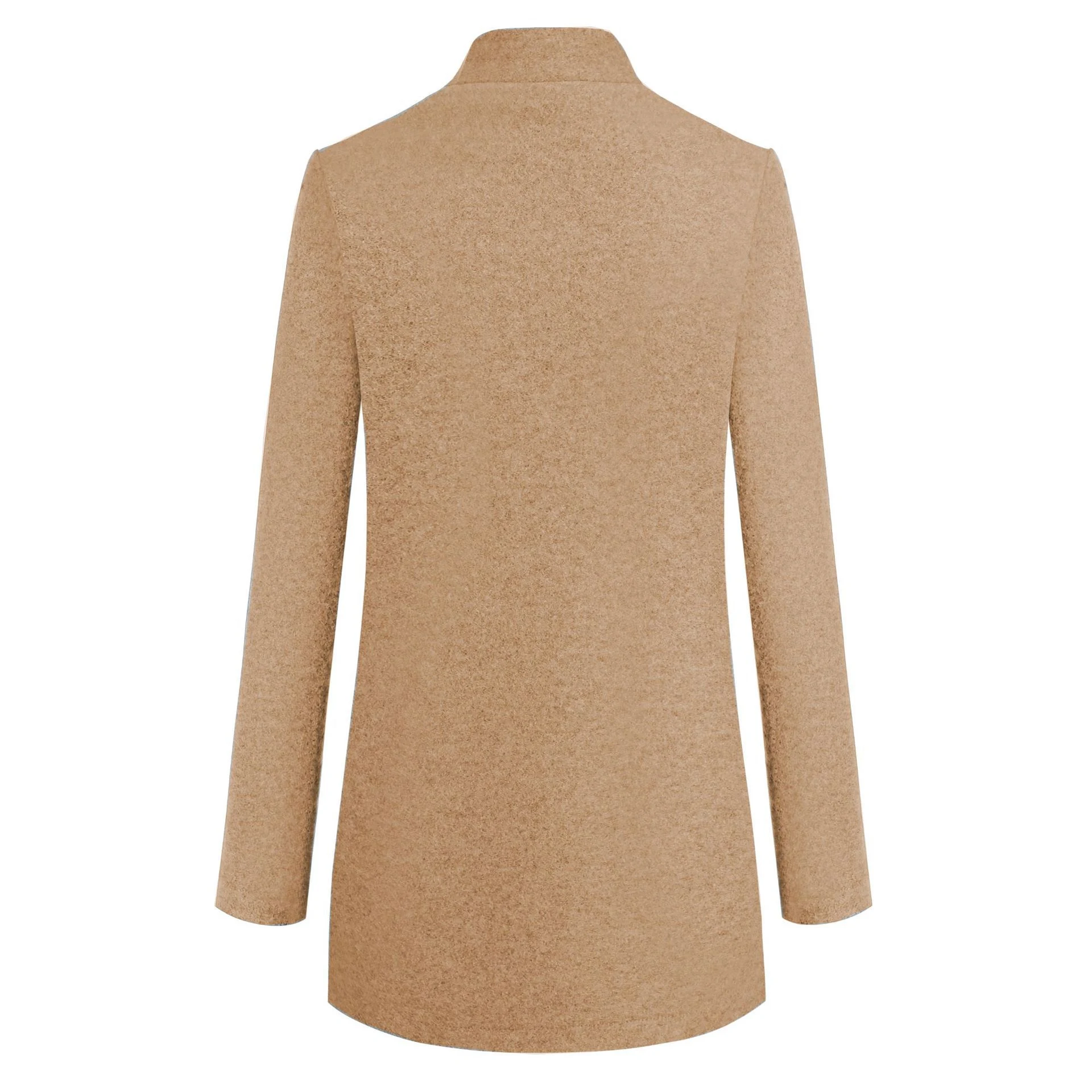 Title 14, Fashion solid color stand collar woolen coat