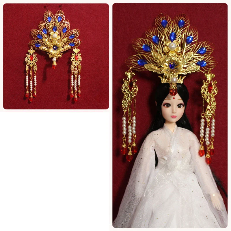 Enfeites de boneca artesanais antigos com acessórios de cabelo com franjas, para decoração vintage e um toque especial e nostálgico. — foto 4