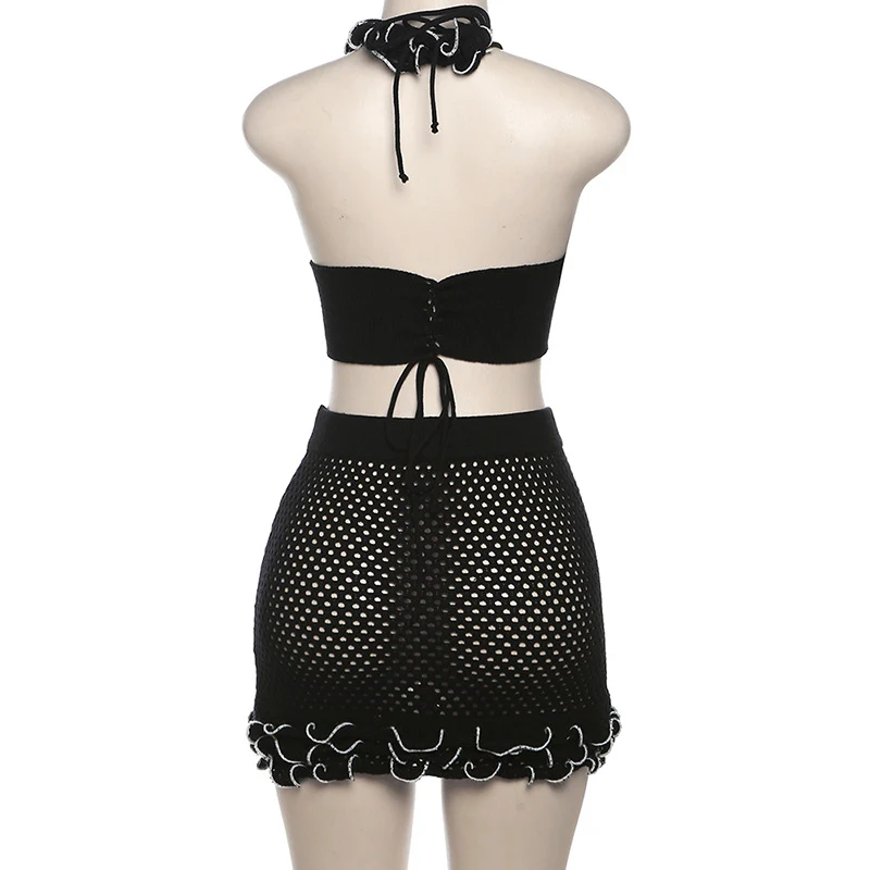 Conjunto de Saia Tricô com Laço e Amarração Fashion para Mulheres. Ideal para um visual elegante e confortável, perfeito para diversas ocasiões. — foto 15