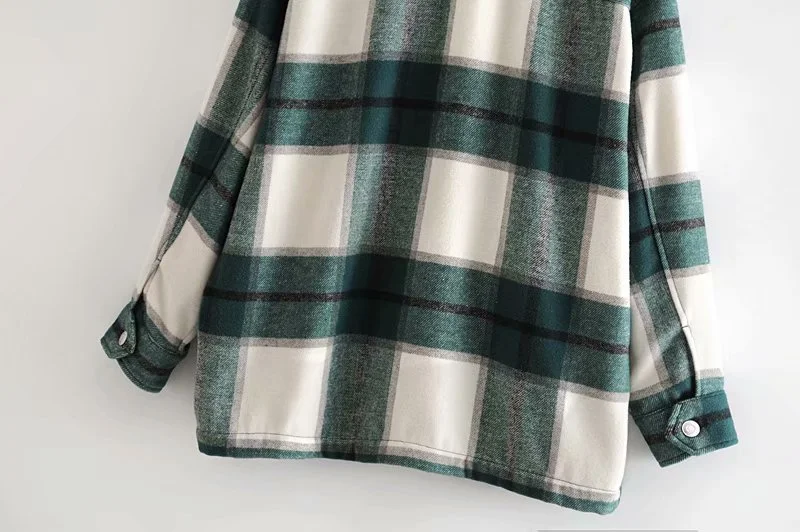 Title 9, Green plaid double pocket soft ni coat